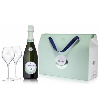 61 Franciacorta Saten - SET Spumant 0.75L si 2 pahare Flute Shop Lux