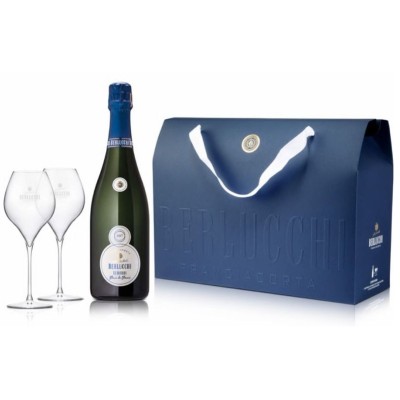 61 Franciacorta Blanc de Blancs - SET Spumant 0.75L si 2 pahare Flute Shop Lux